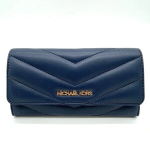 Michael Kors Large Trifold Wallet Navy Blue (NWT)
